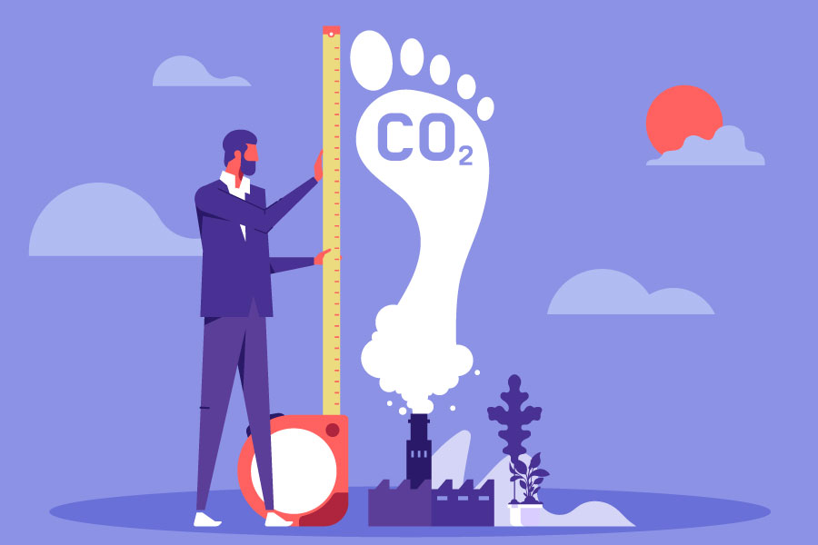 measuring carbon carbon footprint illustration